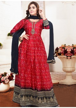  Red And Black Silk Exclusive Gown